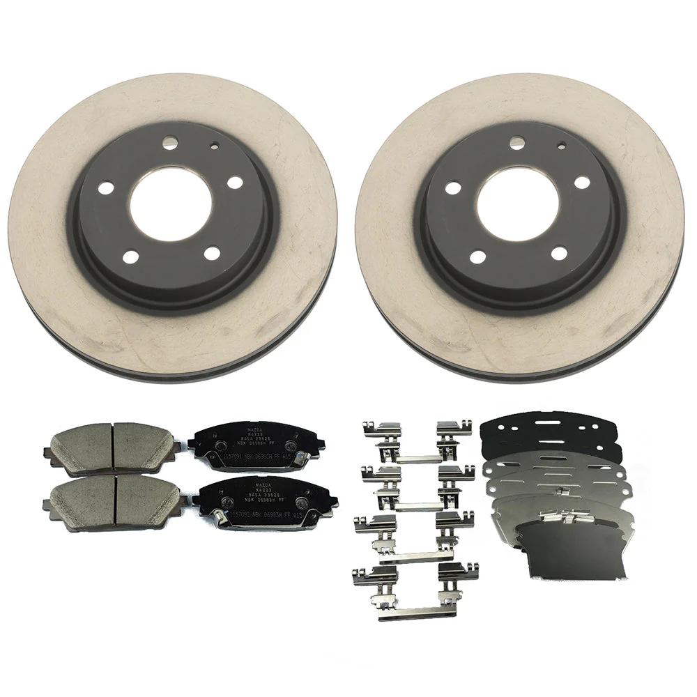 Brake Package, Front: Pads, Rotors & Attachment Kit | Mazda3 Sedan, Mexico-Built (2019-2026)