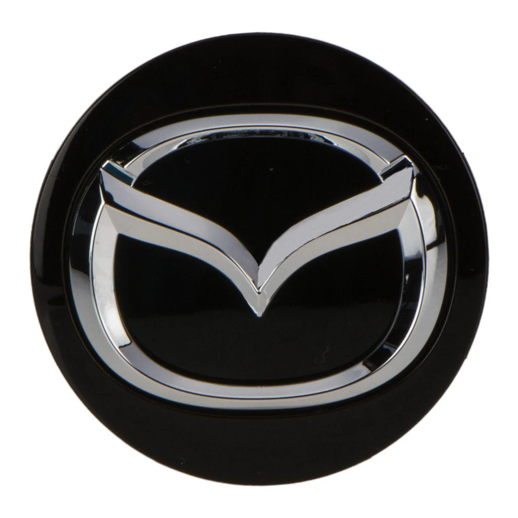 Center Cap — Gloss Black, Chrome Emblem | Mazda (KD51-37-190 / BJS7-37-190)