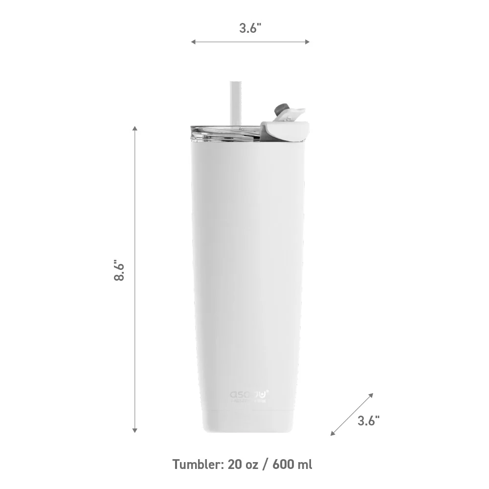 Tumbler — 20 oz. Aqualina w/ Built-In Straw (White) | Mazda × Asobu - Image 7